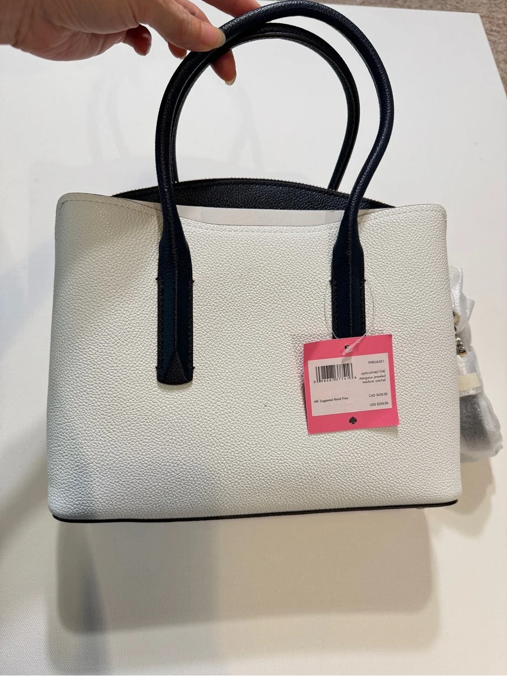 NWT Kate Spade Medium Margaux Jeweled Leather Satchel Handbag